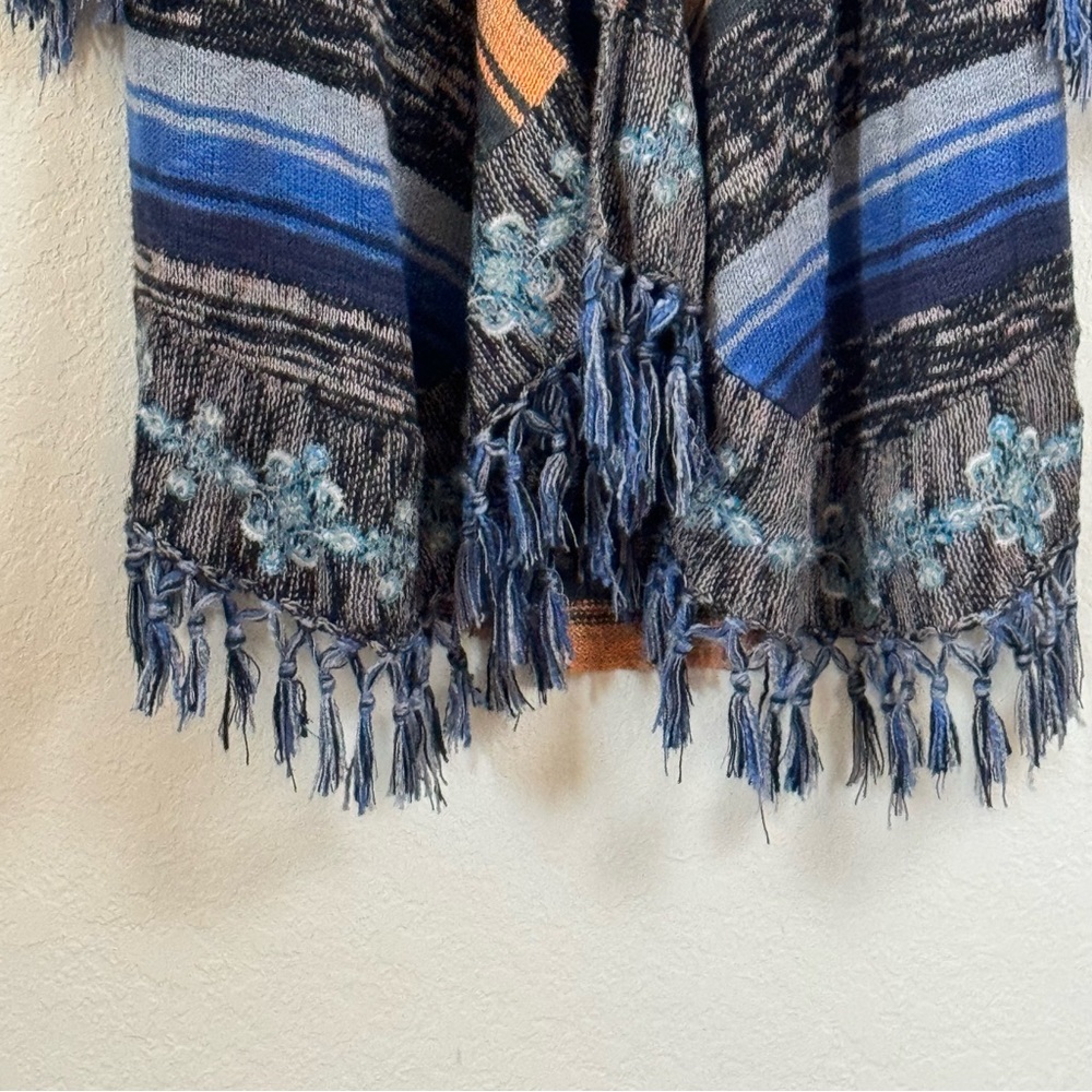 Gypsy 05 Boho Fringed Embroidered Tie Front Cardi… - image 7